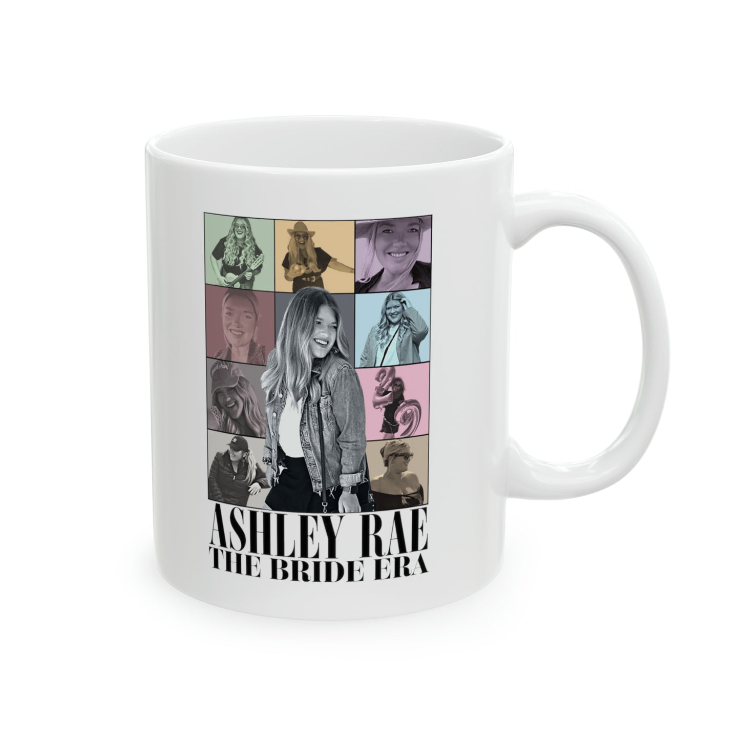 Personalized Taylor Eras Coffee Mug With Brides Photos. The Bride Era Bachelorette Party Theme.