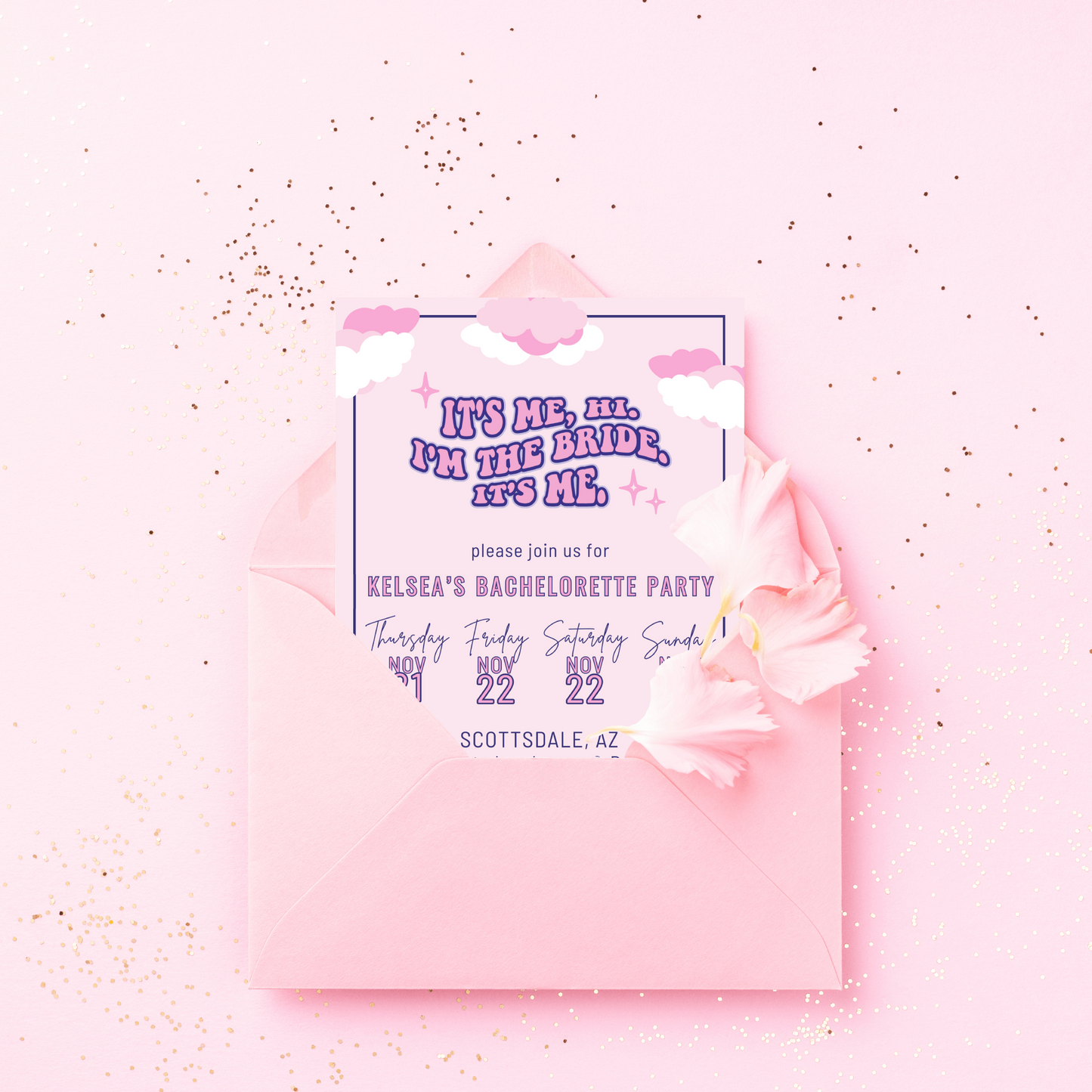 It's Me, Hi. I'm the Bride, It's Me Bachelorette Invitation. Digital Download