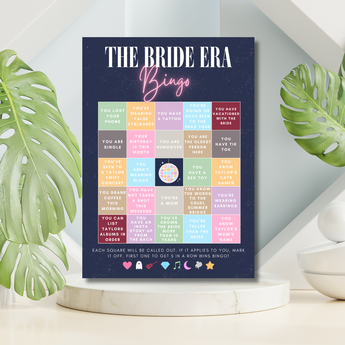 Eras Theme Bachelorette Bingo Game. Swift Bachelorette Game. Digital Download