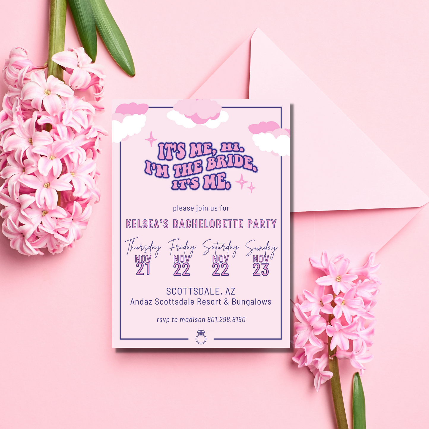 It's Me, Hi. I'm the Bride, It's Me Bachelorette Invitation. Digital Download