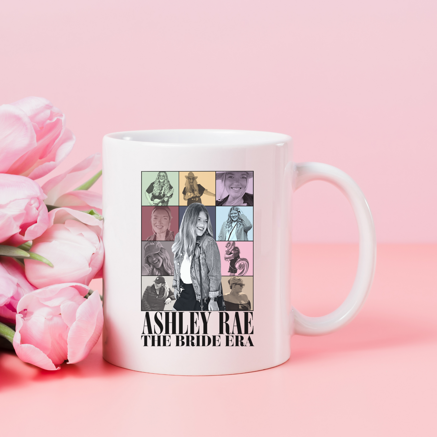 Personalized Taylor Eras Coffee Mug With Brides Photos. The Bride Era Bachelorette Party Theme.