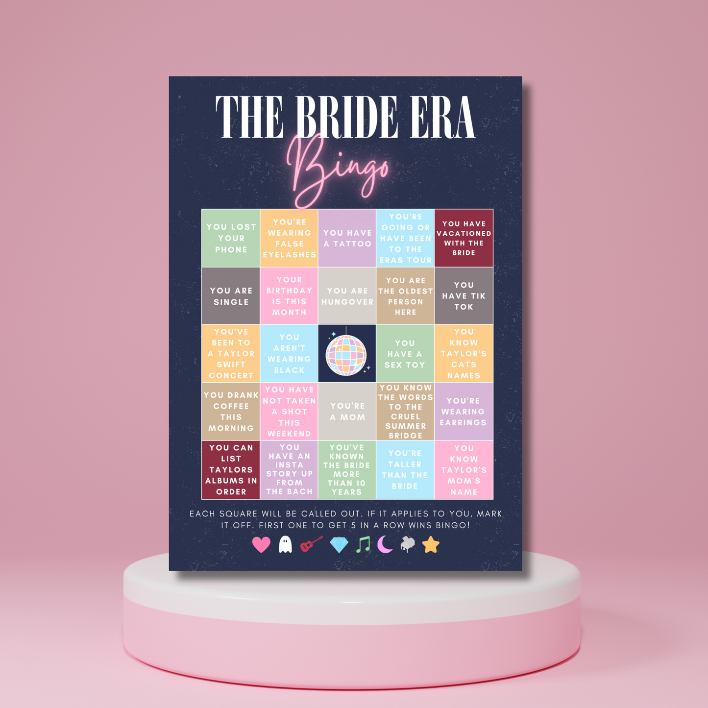 Eras Theme Bachelorette Bingo Game. Swift Bachelorette Game. Digital Download