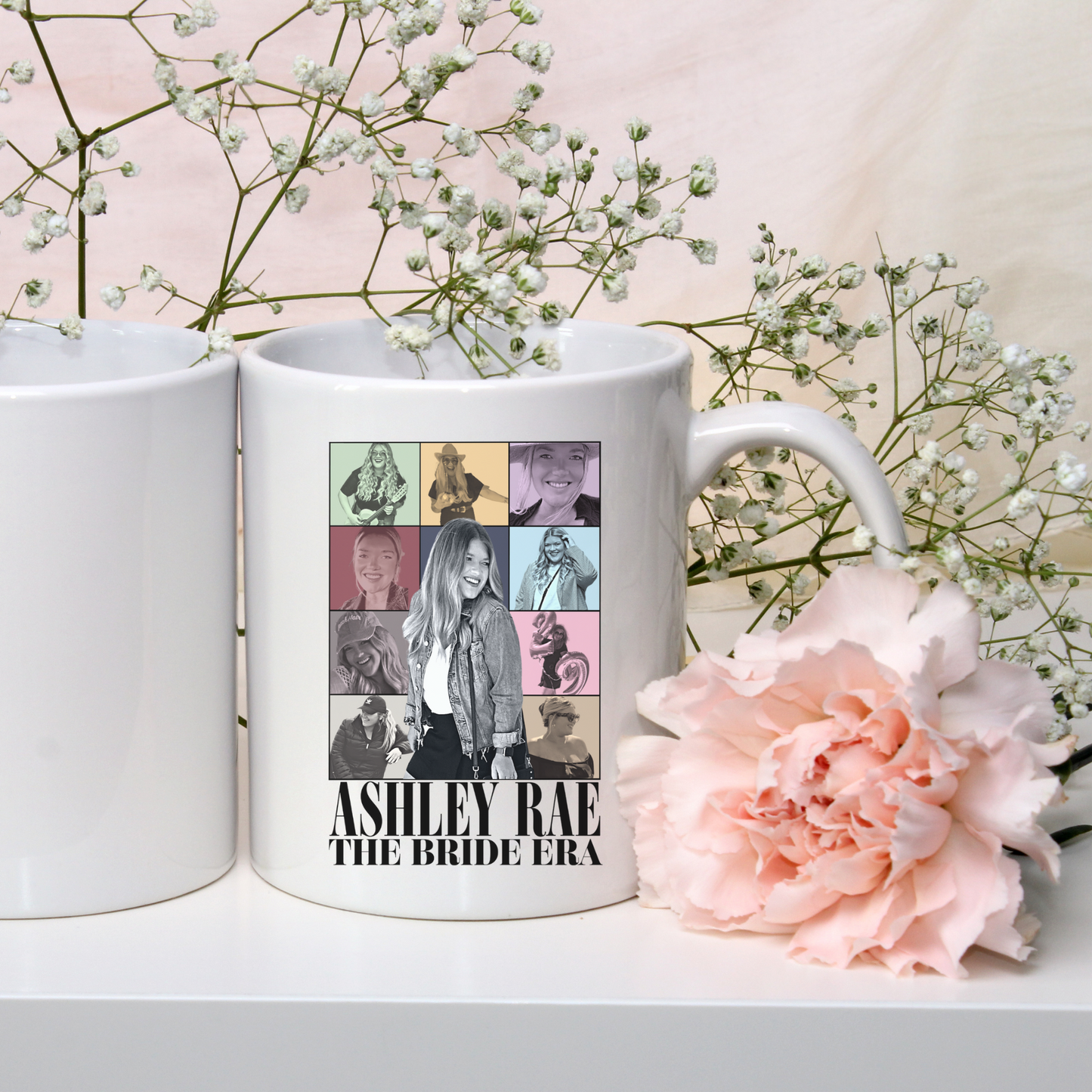 Personalized Taylor Eras Coffee Mug With Brides Photos. The Bride Era Bachelorette Party Theme.