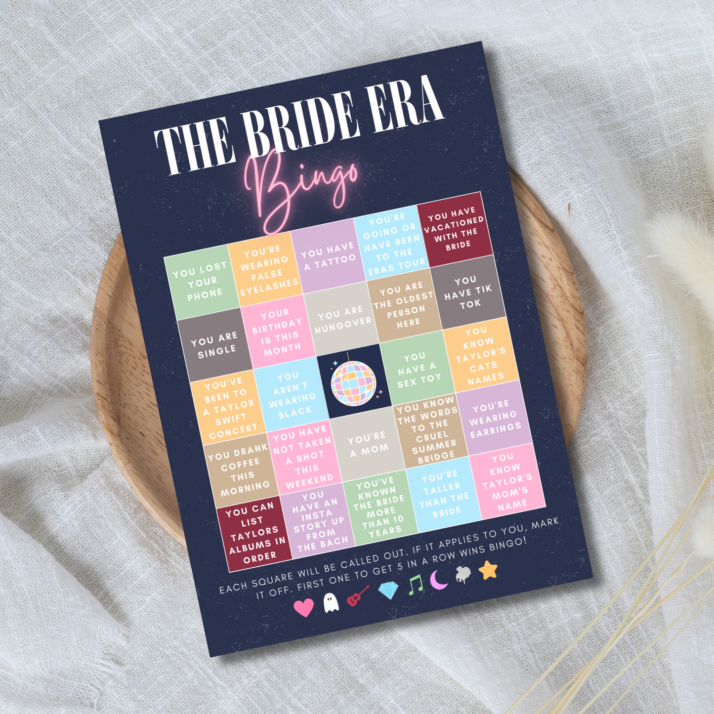 Eras Theme Bachelorette Bingo Game. Swift Bachelorette Game. Digital Download