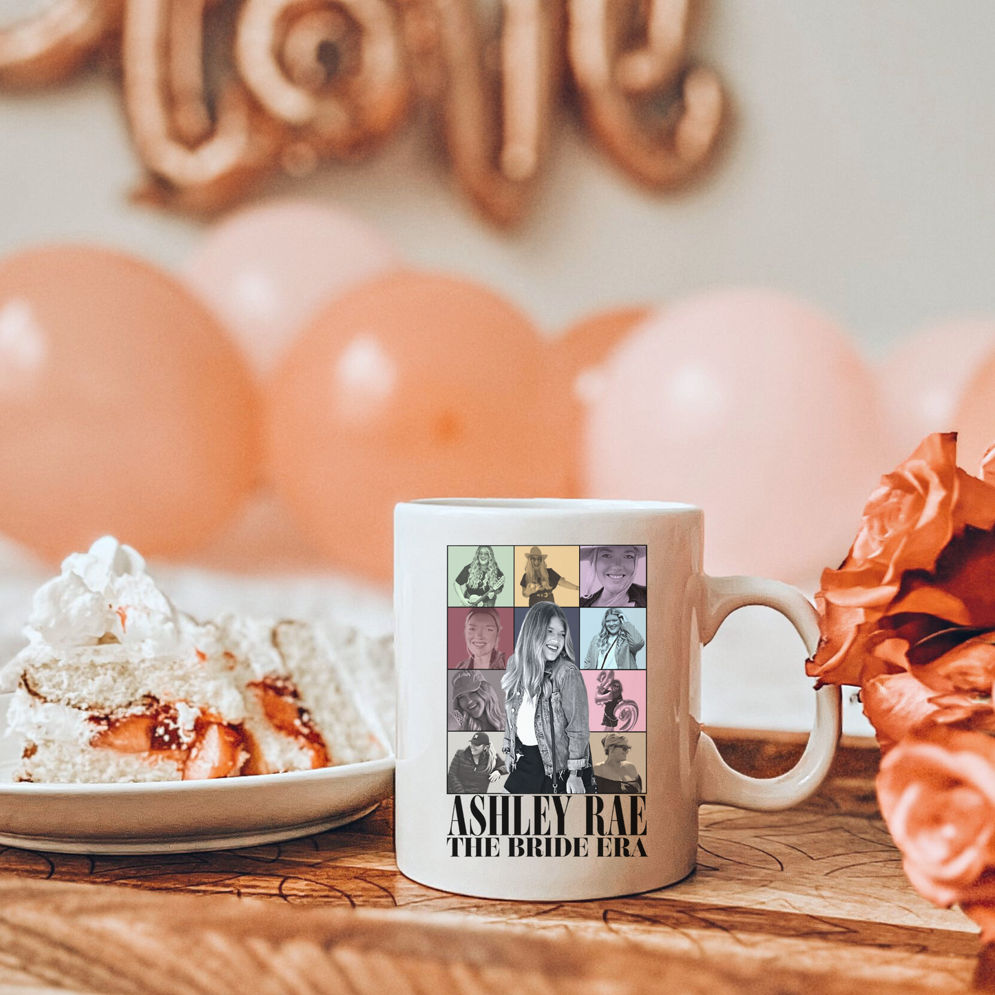 Personalized Taylor Eras Coffee Mug With Brides Photos. The Bride Era Bachelorette Party Theme.