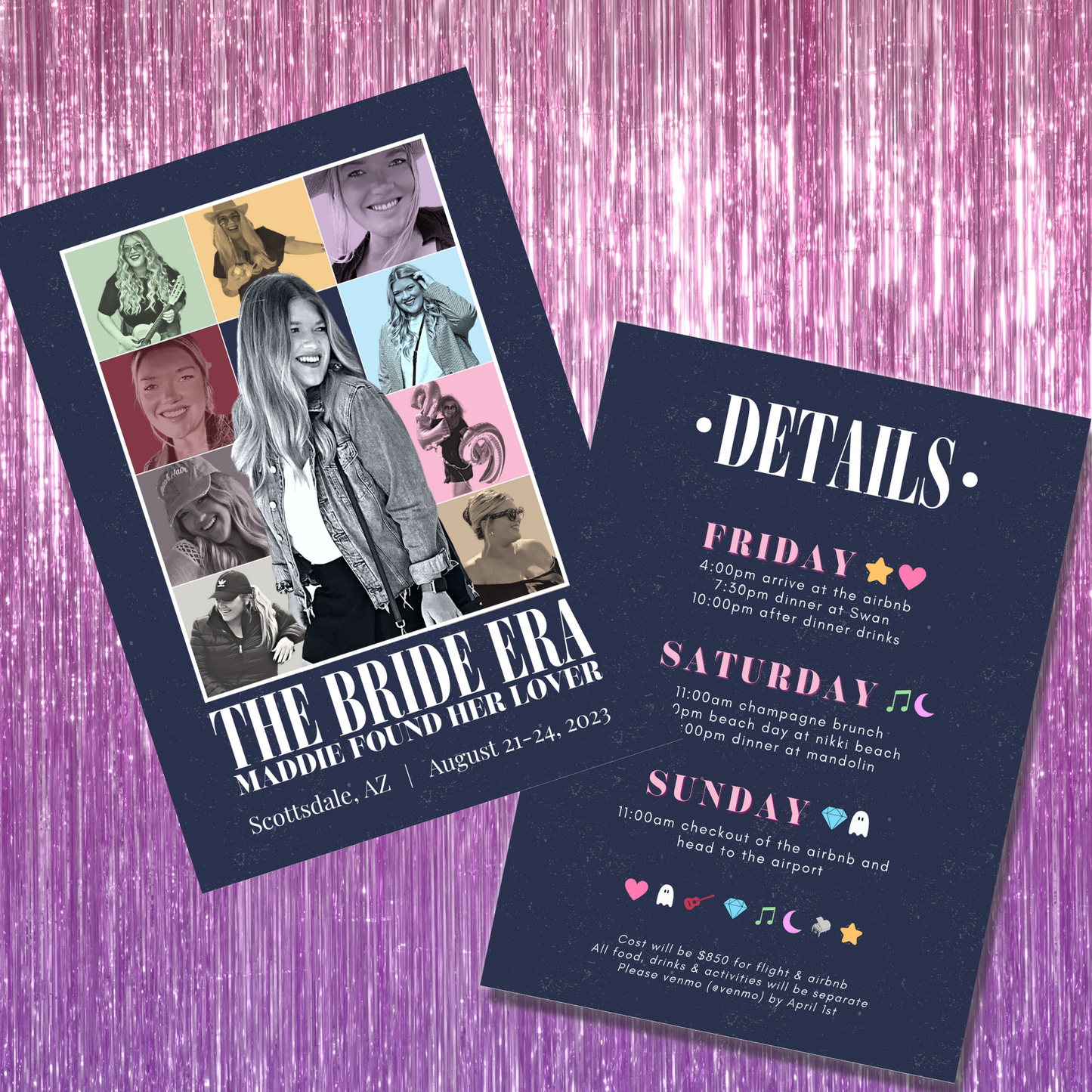 End of an Era Bachelorette Invitation and Itinerary. Digital Download